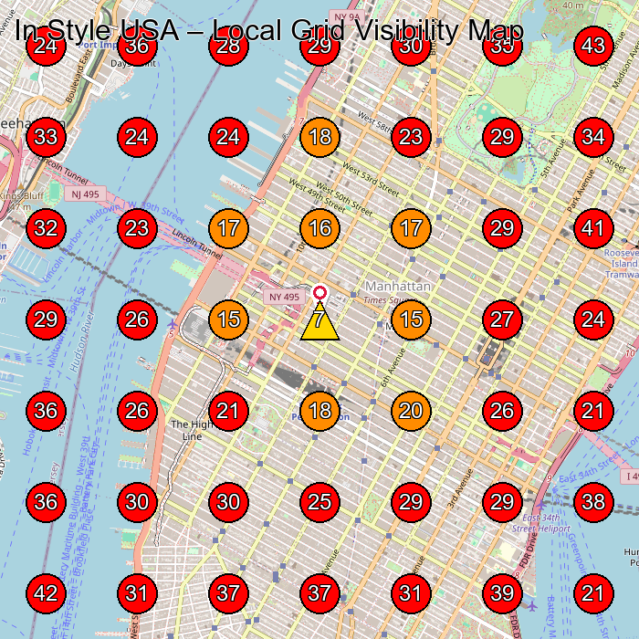 In Style USA GeoGrid visibility map for Clothes And Fabric Manufacturer in Floor 6